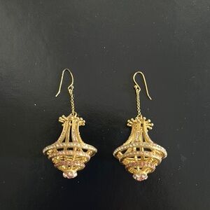 Elegant Gold and Pink Dangle Earrings